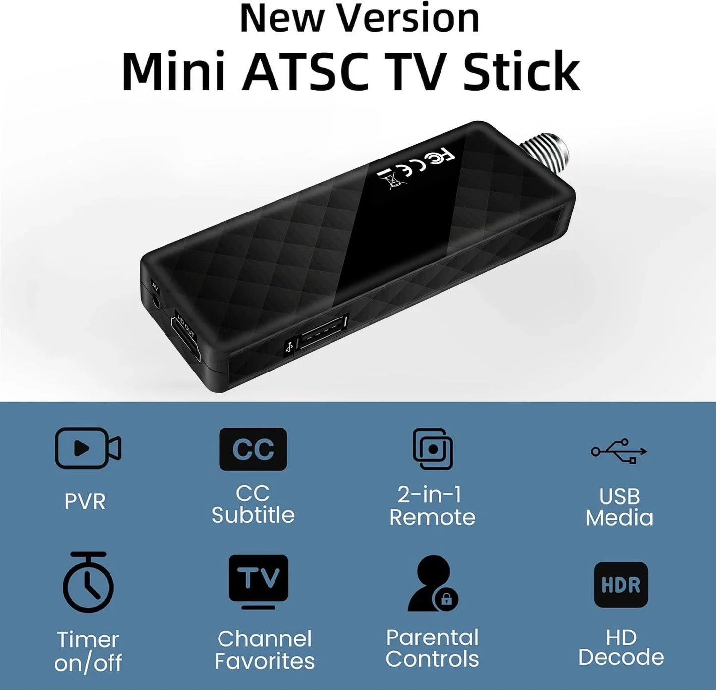 Digital Converter Box TV Receiver for TV,1080P ATSC tv Tuner Box with hdmi Output Hidden Behind TV,with 2-in-1 Remote