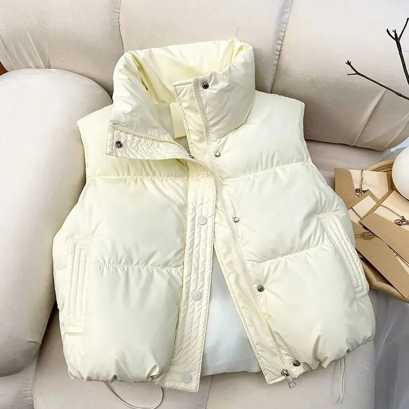 2026 New Women Winter Warm Waistcoat Ladies Sleeveless Stand Collar Coats Warm Outerwear Casual Lightweight Puffer Vest Jackets