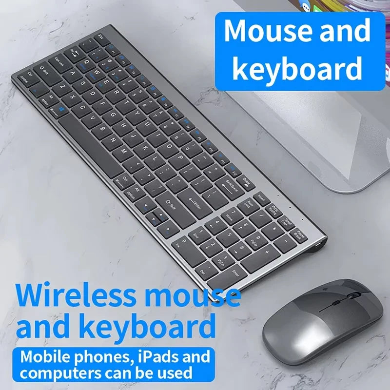 Bluetooth 5.0 & 2.4G Wireless Keyboard and Mouse Combo Mini Multimedia Keyboard Mouse Set for Laptop PC TV iPad Macbook Android
