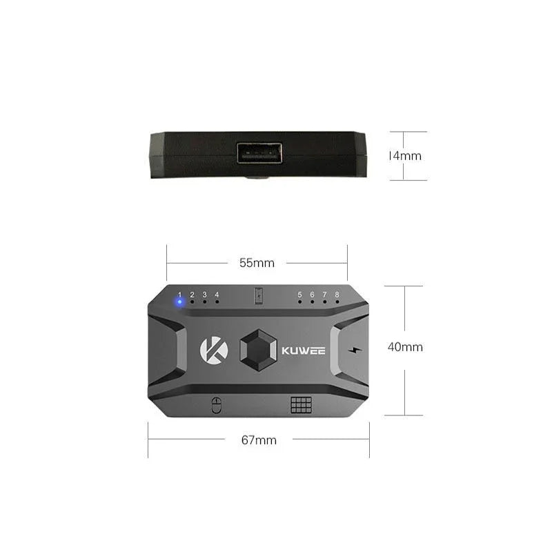 5.0 Bluetooth Converter USB Wired Keyboard & Mouse to Wireless USB Hub Adapter Supports 8 Devices For Tablet Laptop Cell Phone