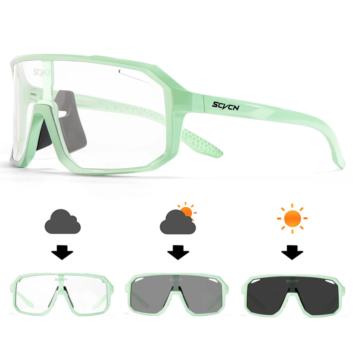 SCVCN Brand Photochromic Cycling Sunglasses UV400 Women Sports Running Eyewear Men Road Mountain Bicycle Glasses Bike Goggles