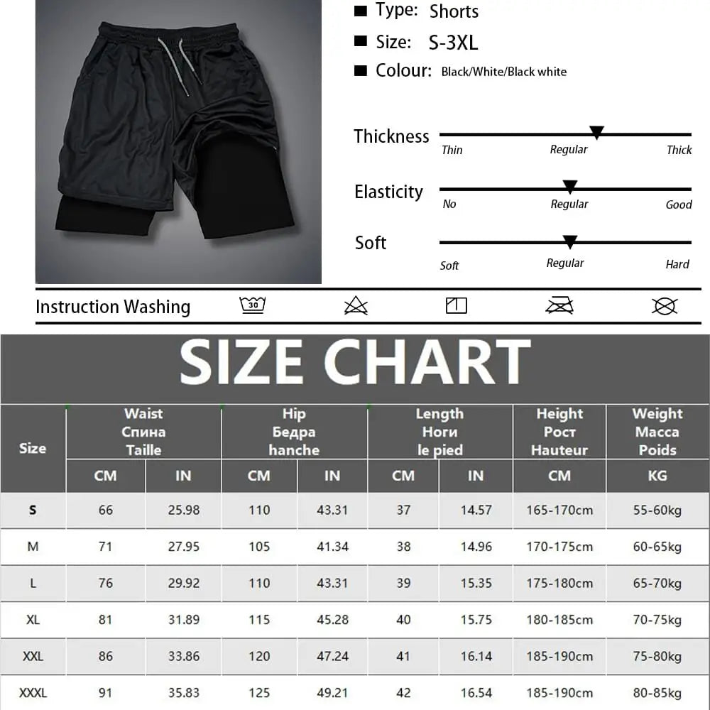 Men's Gym Short Double-deck Quick Dry