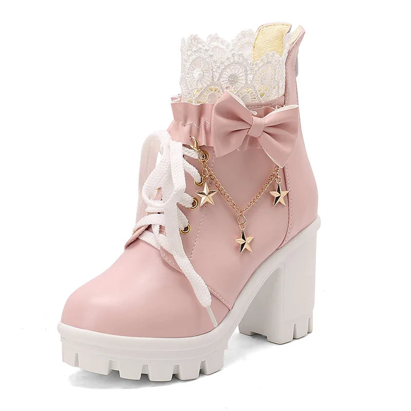 Botines rosados bonitos