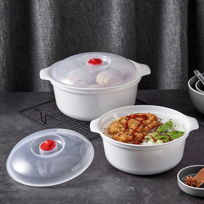 Microwave Oven Special Box Heated Soup Pot Rice Steamed Hot Steamed Buns with Lid Eco-friendly Food Grade Kitchen Tool