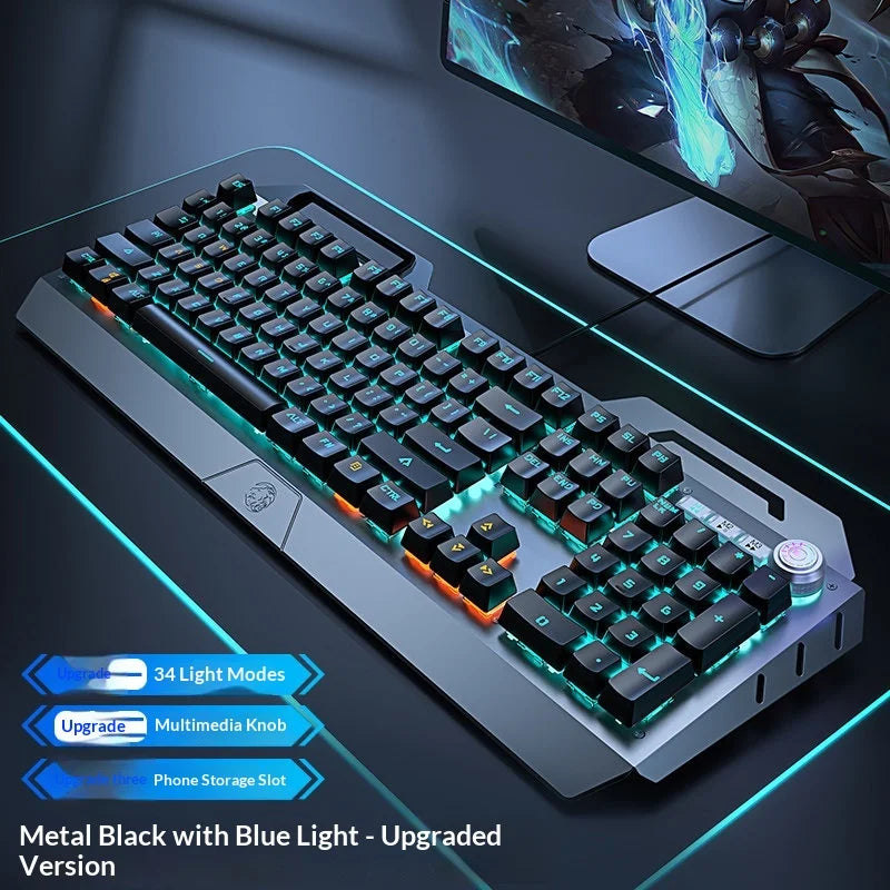 Eweadn Tk900 Wireless Gaming Mechanical Keyboard Mouse Headset Combo Blue Switch Metal Panel N Key Rollover For Desktop Pc
