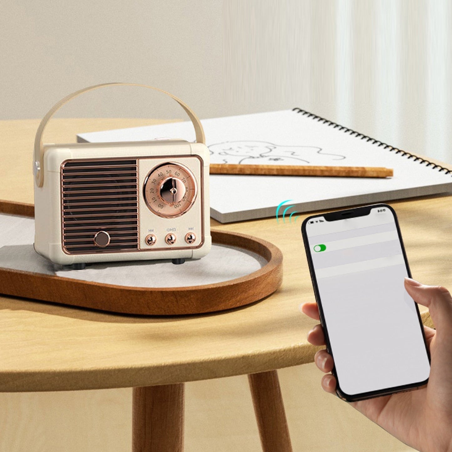 Altavoces Bluetooth Compactos Retro con Radio | Cocina + Metal