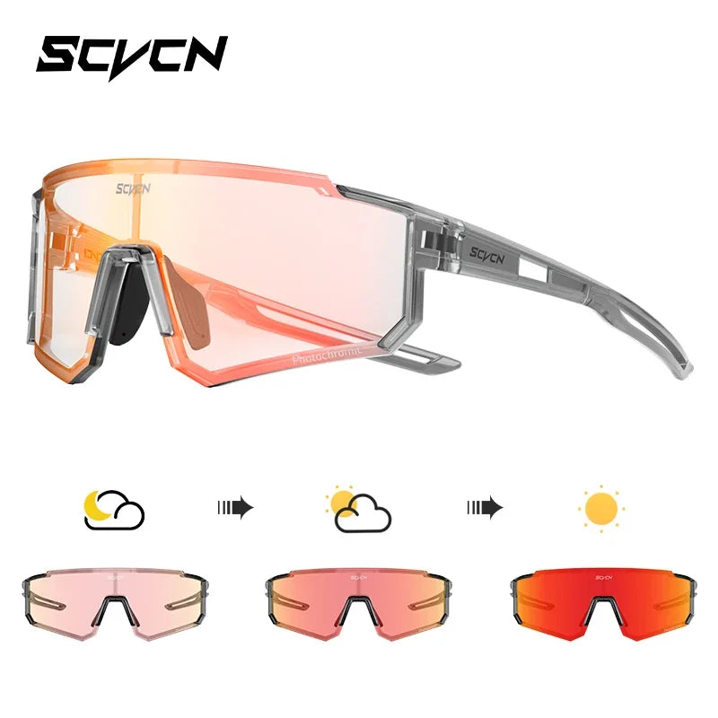 SCVCN Photochromic Cycling Glasses UV400 Protection Sports Running Sunglasses TR90 Men Women for MTB Bicycle Goggles Drving