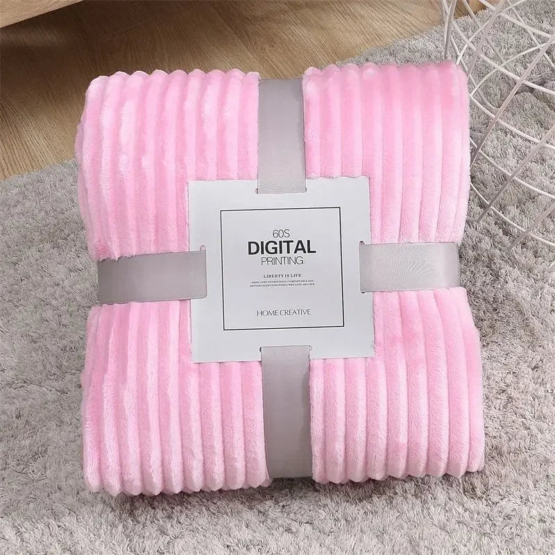 Soft Adult Cover Coral Fleece Blanket On The Sofa Thickened Winter Bed Blanket Warm Stitch Fluffy Bedspread Plaid Sofa Bedroom