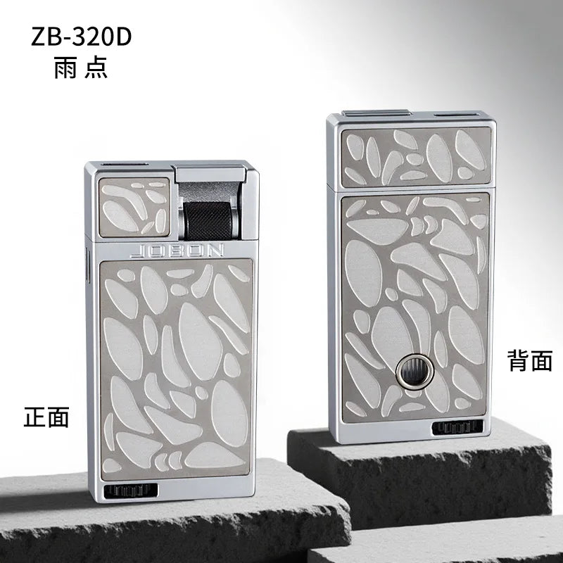 Jobon Upgraded Luxury Press Ignition Gas Lighter - Zinc Alloy Windproof Lighter Blue Jet Flame Cigar Lighter Men's Gift