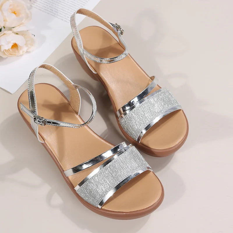 2025 New Women Sandals Luxury Sexy Women's Sandals Summer Platform Wedges Shoes Women Fashion Gold Silver Sandalias Size 35-43