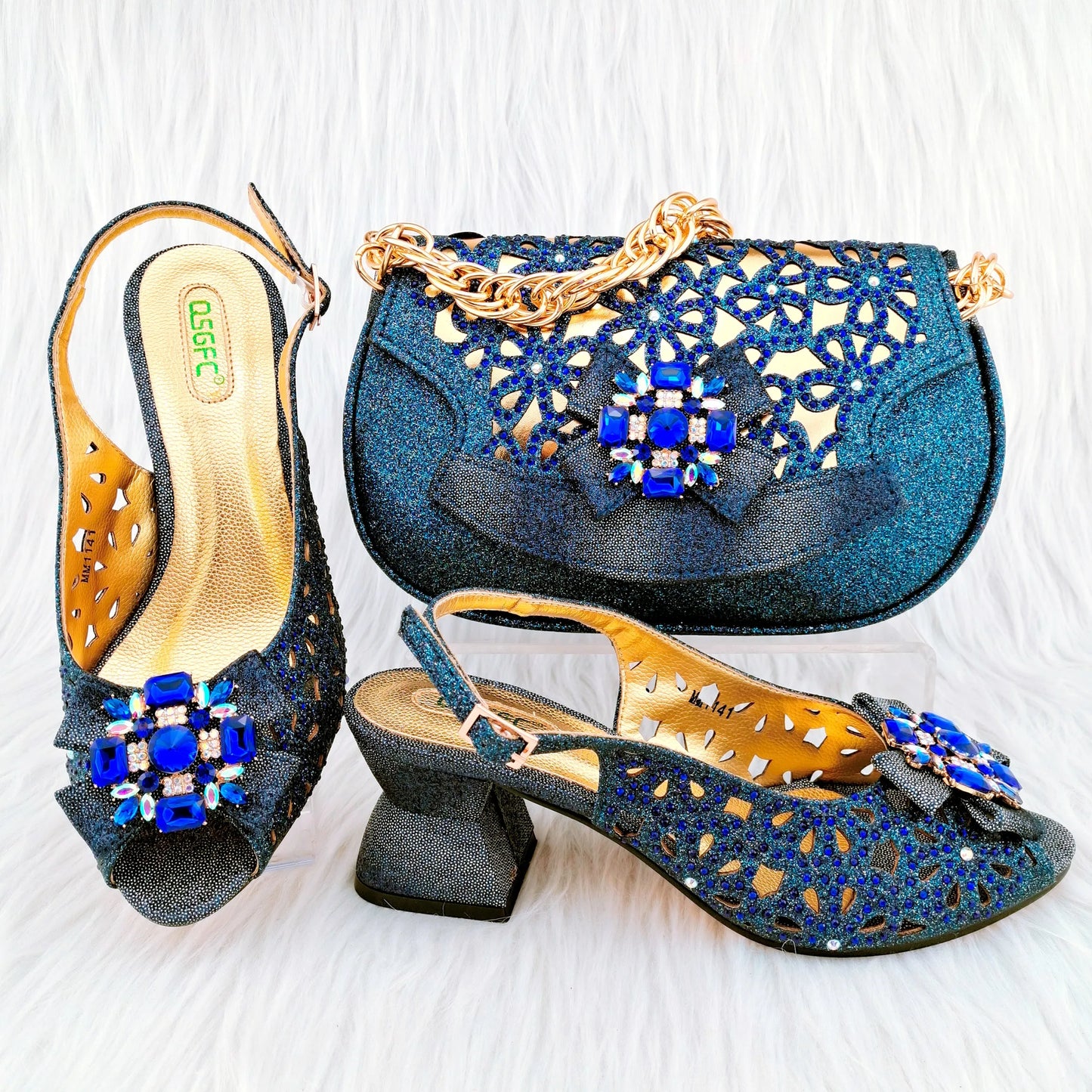 Juego de zapatos y bolso de boda africanos de nueva llegada HGY1-46