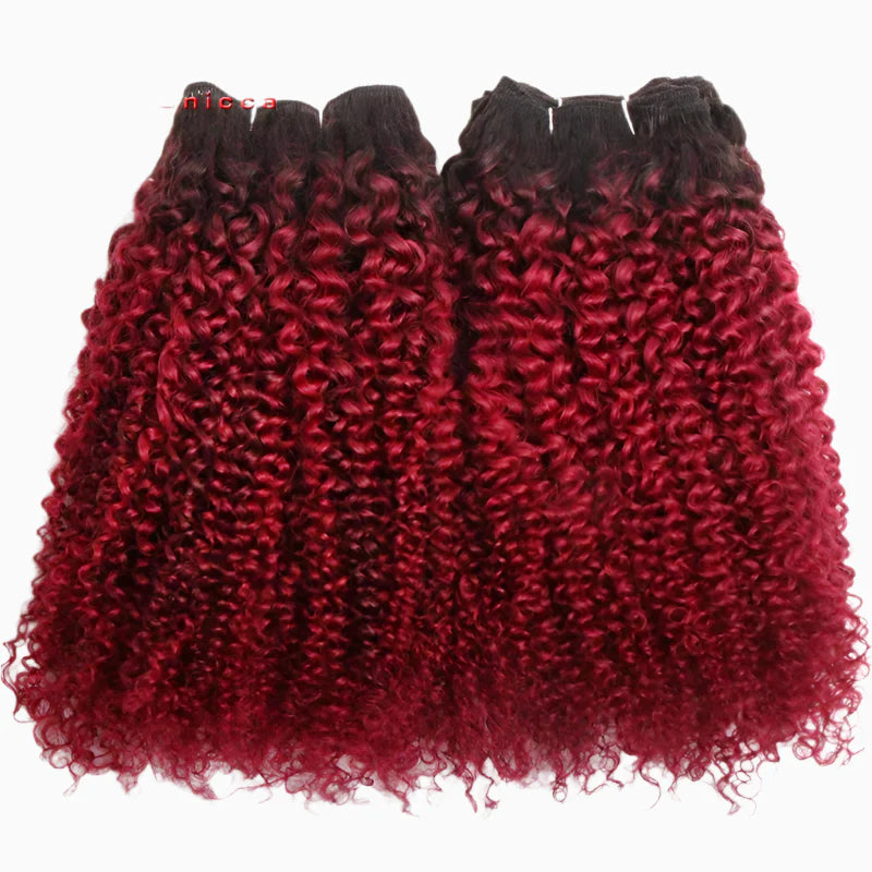 Extensiones de Cabello Humano Rizado Peruano - Tejido Jerry Curl, Extensiones de Cabello Remy de Doble Dibujo, Extensiones de Color