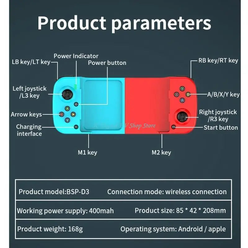 E74D D3 Phone Gamepad Bluetooth-compatible 5.0 Wireless Game Controller Joystick for NS Switch//PC