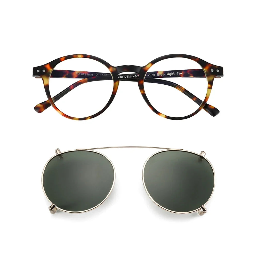 ZENOTTIC 2026 Fashion/Retro Clip On Sunglasses (Anti Blue Light Glasses+Polarized Clip)  for Men Women