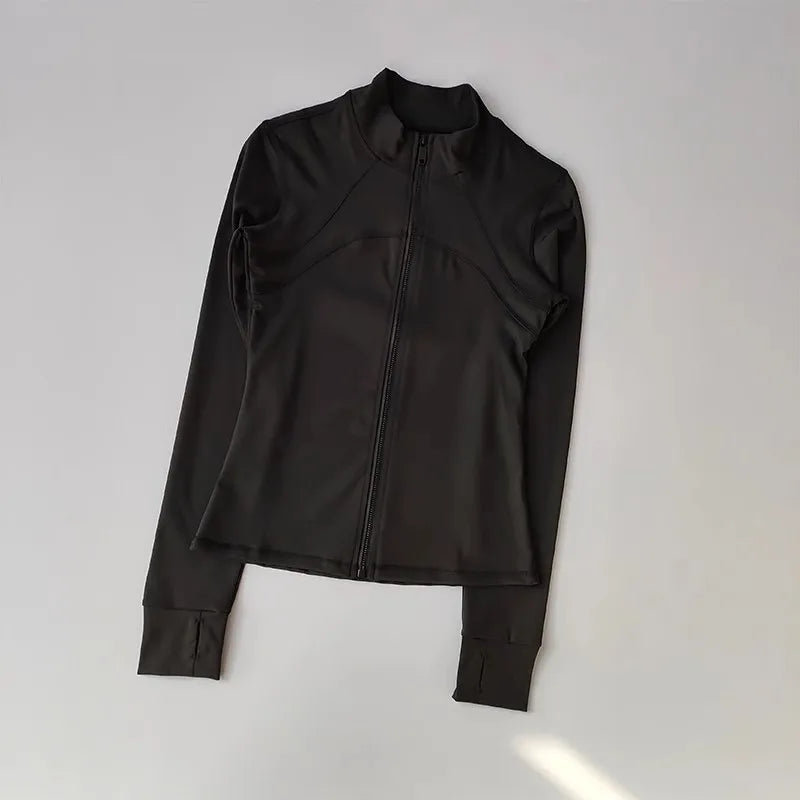 Women's High-End Yoga Fitness Suit Standing Collar Long-Sleeved Sports Jacket for Active Wear And Exercise