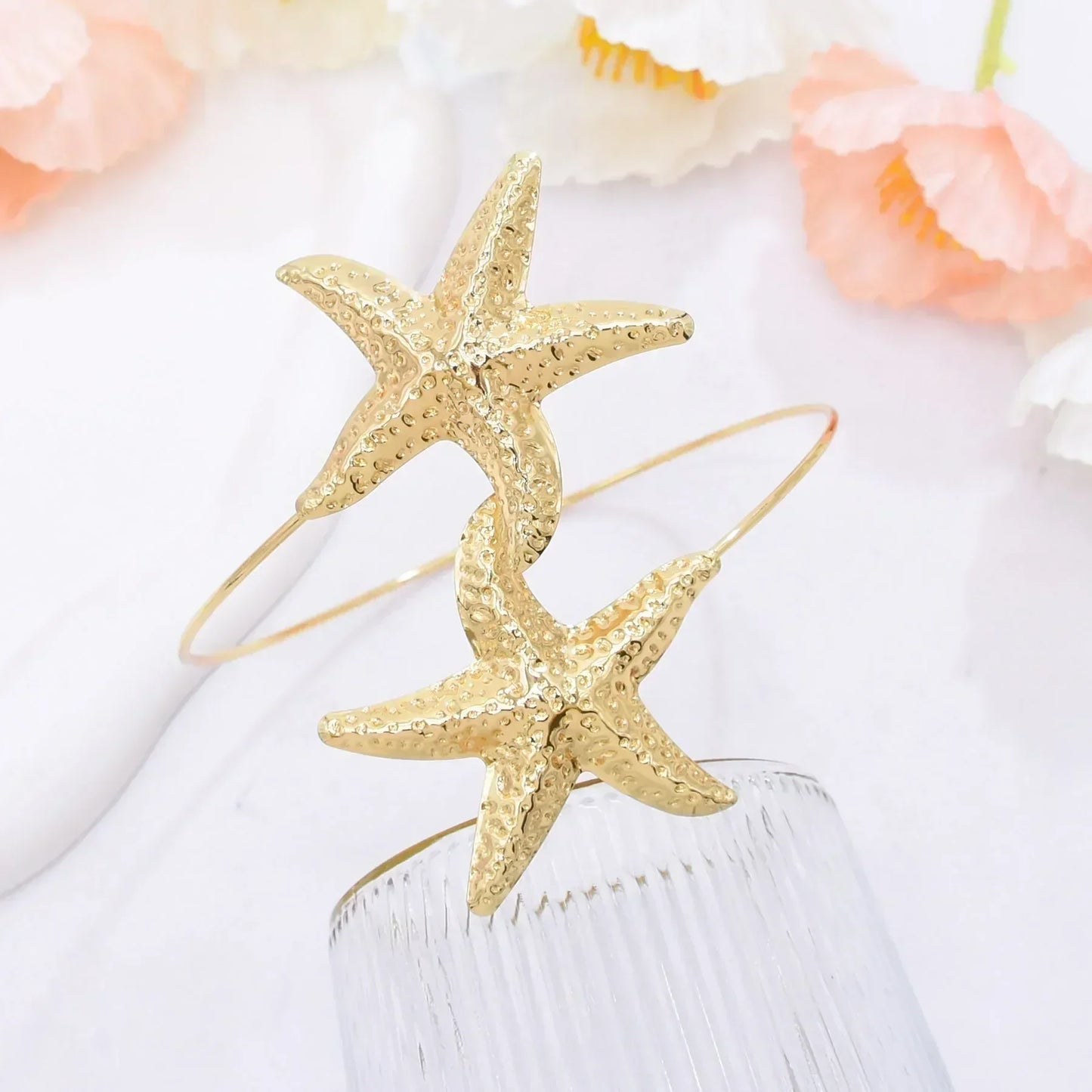 New Fashion Golden Alloy 2 Starfish Arm Bracelet for Women  Summer Beach \Dance Party Cuff Bracelets Jewlery Accessories Gifts