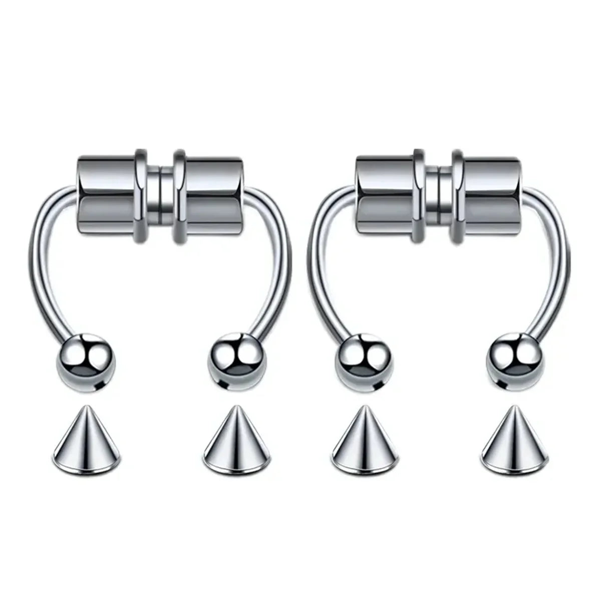 1/2/3/4/5pcs Fake Magnetic Stainless Steel Nose Rings, Non Piercing
