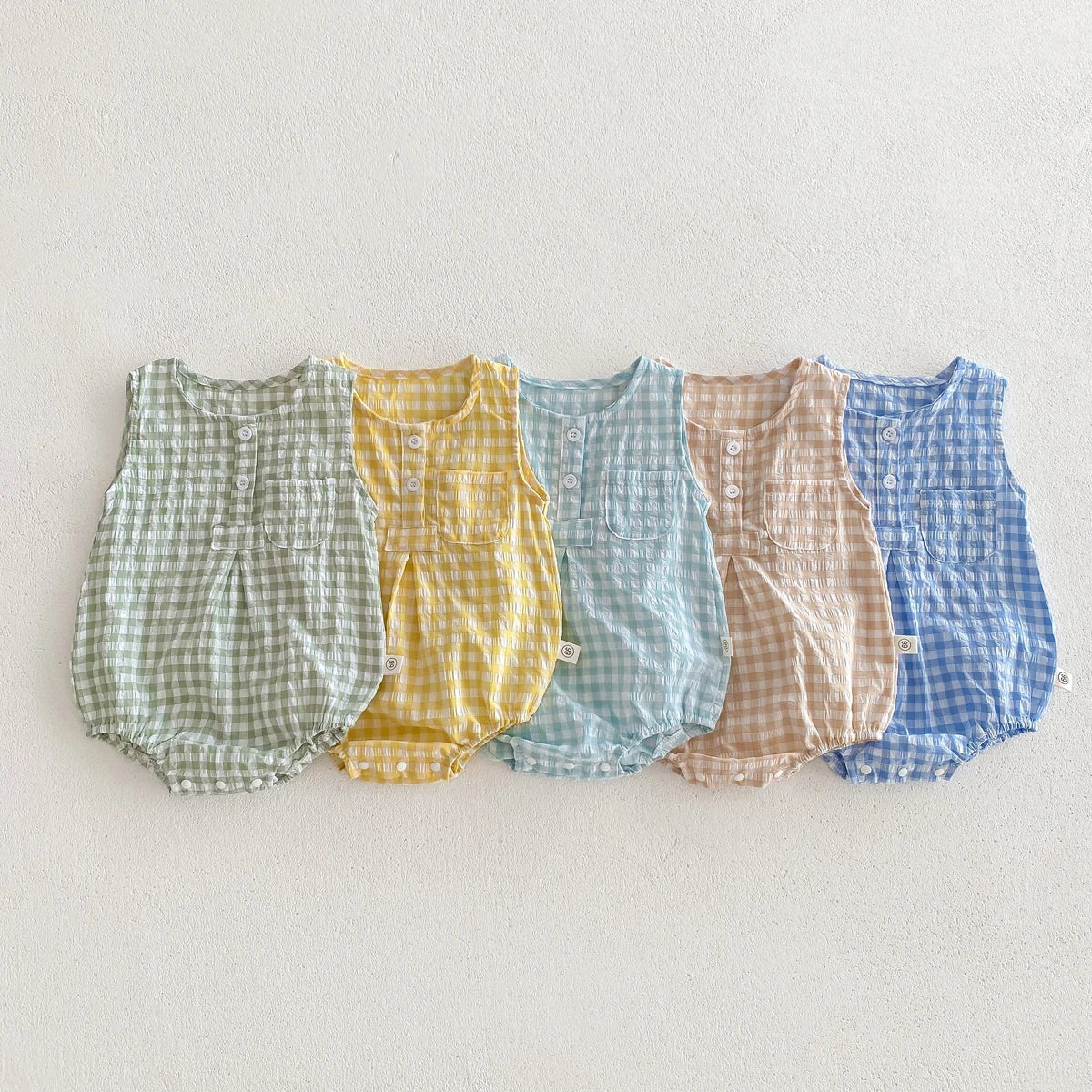 Summer Baby Girls Sleeveless Romper  Plaid Newborn Baby Bodysuit  0-2 Years Old Infant Jumpsuit