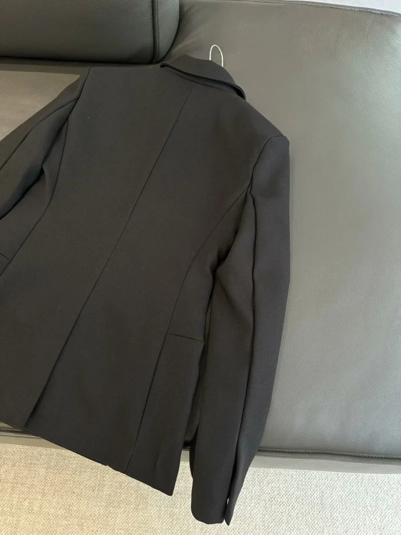 ZW Series Shoulder Padded Slim Fit Suit Jacket for Women ETJ 2025 New Collection with Waist Cinching Design  Casual Suit Jacket