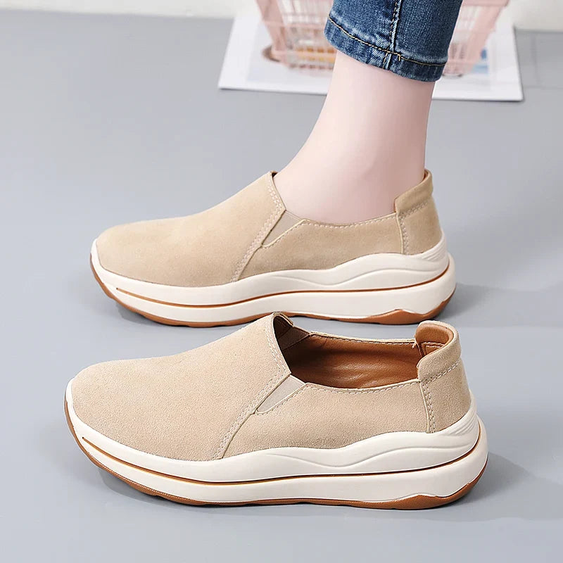 Women's Spring & Autumn Flat Shoes Ladies Thick Bottom Wedge Loafers Slip-On Casual Moccasins Creepers