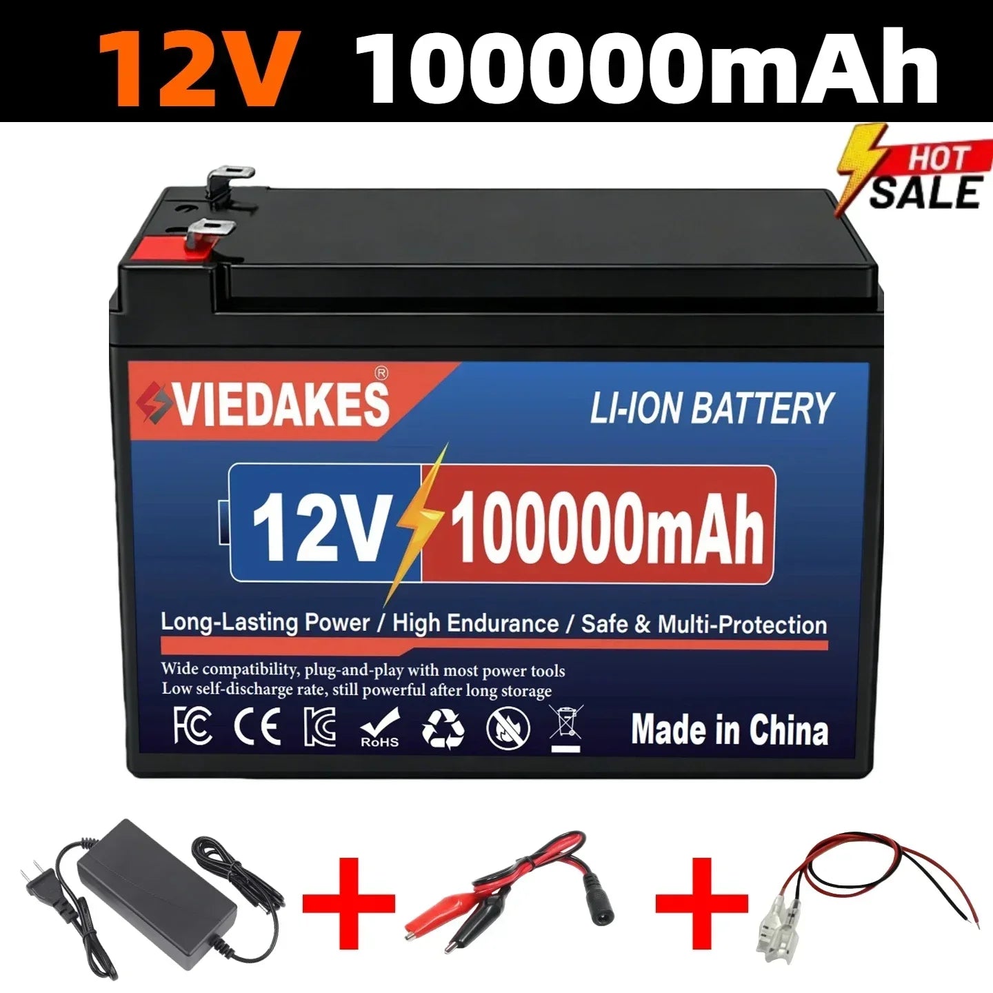 VIEDAKES Brand New 3S7P 12V 100Ah LiFePO4 18650 Battery Pack Power Bank Lightweight Design for Hiking Backpacking Trips