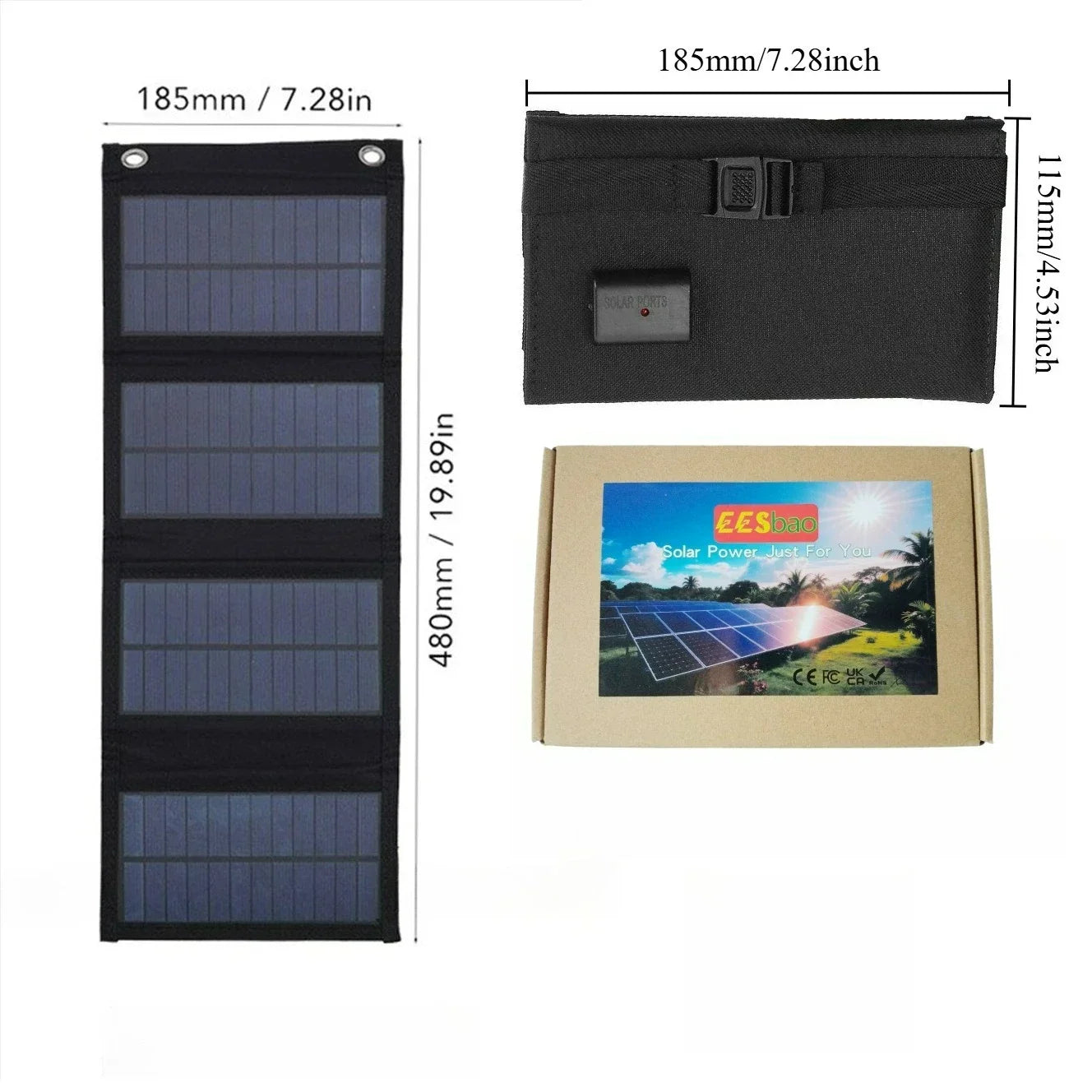 Outdoor Backpack Carry Portable Foldable Waterproof Solar Charging Panel 25W 100W Dual USB Solar Power Source Camping Hiking