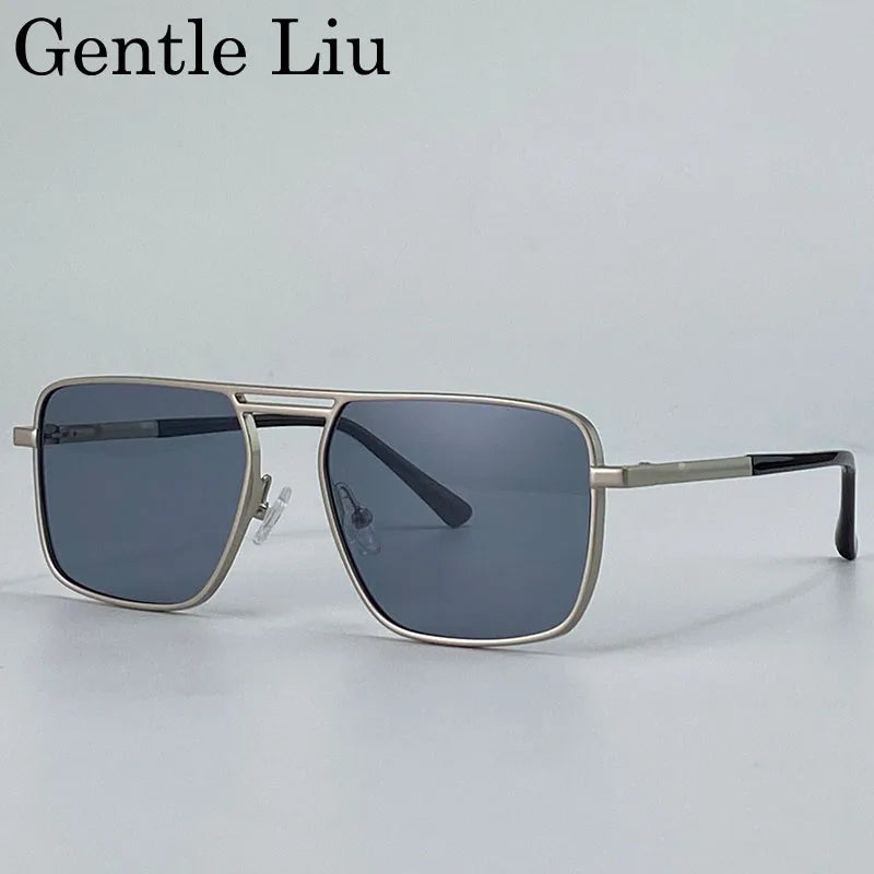 Oversized Square Punk Sunglasses Men 2026 Luxury Brand Retro Double Beam Sun Glasses For Male Steampunk Driving Eyewear UV400