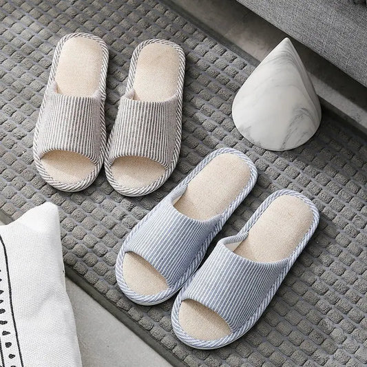 Four Season Linen Home Slippers Women Indoor Bedroom Women House Slides Autumn Unisex Lovers Shoes Adults Outdoor Casual Sandals