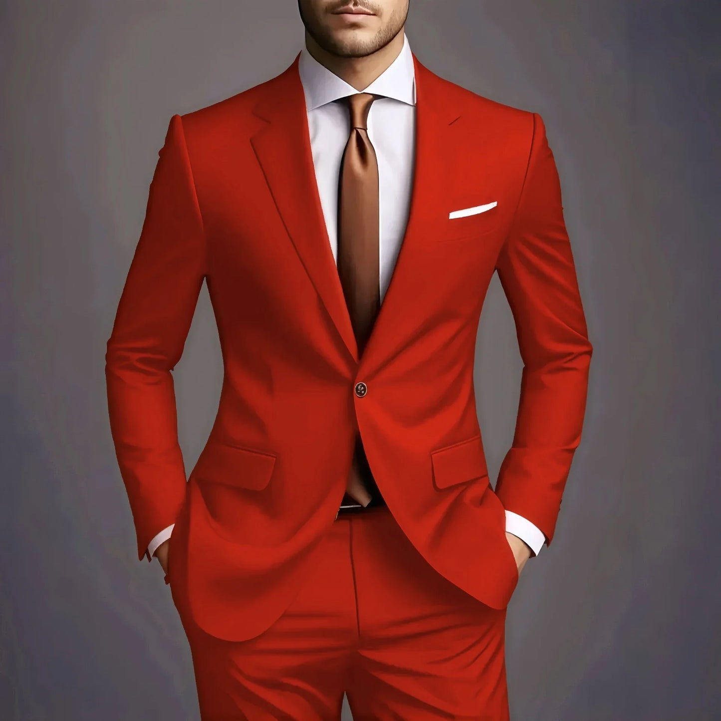 New Luxury Elegant Men's Suits 2 Piece Set Fashion Korean Casual Slim