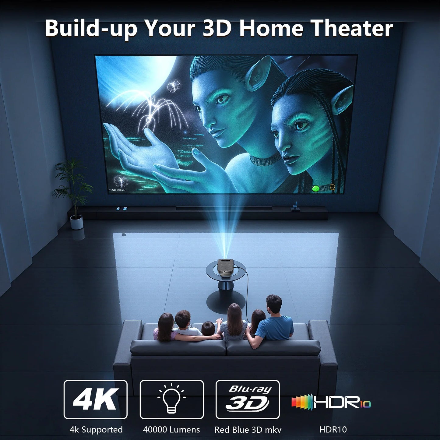 XIWBSY 35000Lumen Android 12 Projector Bluetooth5.2 AutoFocus Smart LED Projector 4K Portable 3D Home Theater Cinema IPTV Beamer