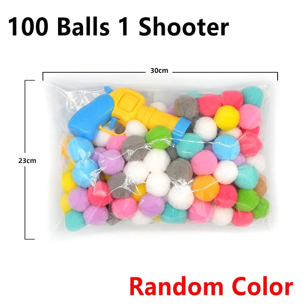 10-100pcs Cat Plush Ball Shooting Gun Funny Cat Toys Interactive