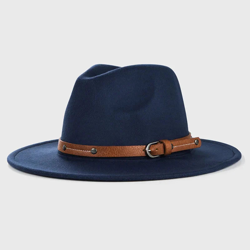 Sombrero Fedora de Lana Unisex – Sombrero de Fieltro de Ala Plana para Otoño e Invierno