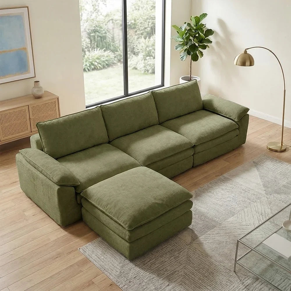 Modern Cloud Modular Sofa Set, Soft Thick Memory Foam, Frameless Couch with Pillows, Easy Assembly for Living Room Bedroom