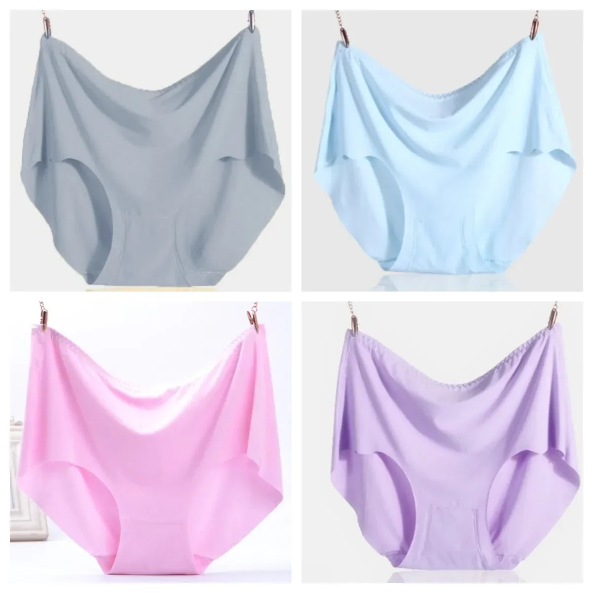 4Pcs Women Plus Size High Waist Ice Silk Boy Shorts Sexy Ultrathin Breathable Soft Underwear Panties Lingerie for 55-125kg