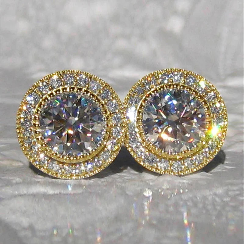 Huitan AAA CZ Stud Earrings for Women | Romantic Elegant Cubic Zirconia Jewelry in 7 Colors