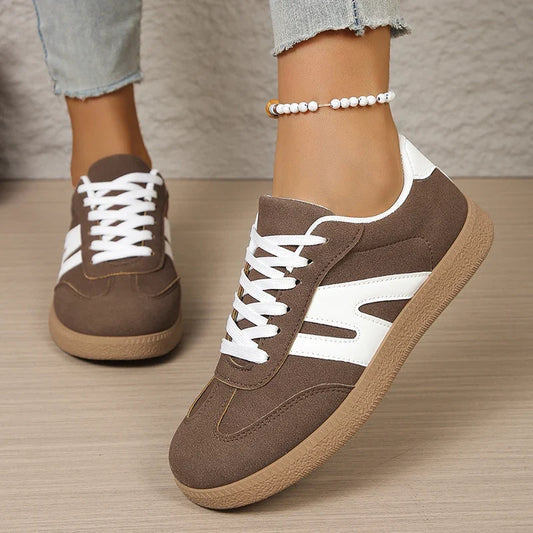 Vintage Low Top Platform Sneakers Women 2026 Spring Faux Suede Flat Heels Casual Shoes Woman Plus Size 43 Cheap Tennis Shoes