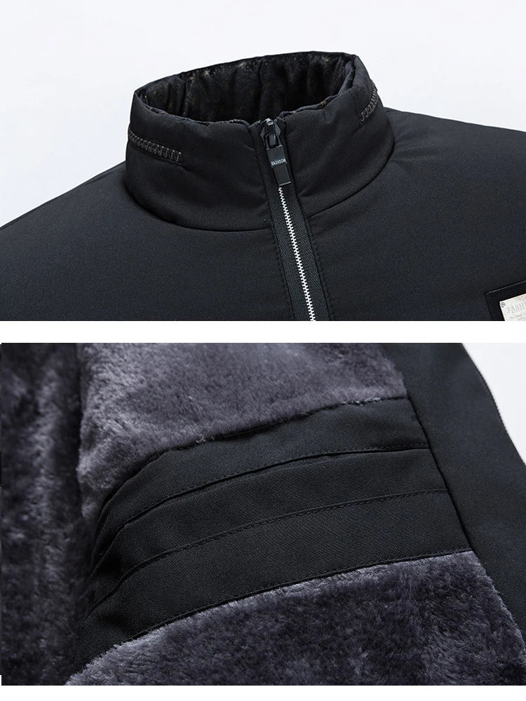 Puffer Jacket Mens Fleece Lined Thick Parkas Stand Collar Jacket Men's Coat Winter Warm Thick Coat Quilted Padded Jacket Outwear