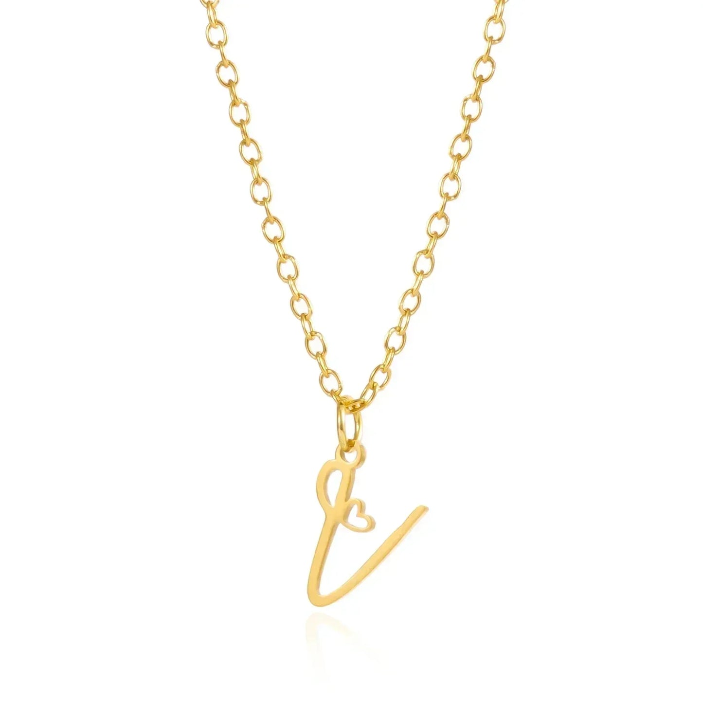 26 Initial Letters Heart Pendant Stainless Steel Necklace for Women Gold Color A-Z Alphabet Choker Chain Birthday Jewelry Gift