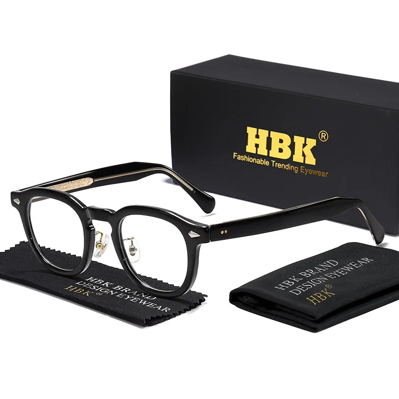 HBK Retro Oval Glasses Frames Transparent Lenses Men High Quality TR-90 Frame Glasses Women's Anti BlueLight Computer Glasses