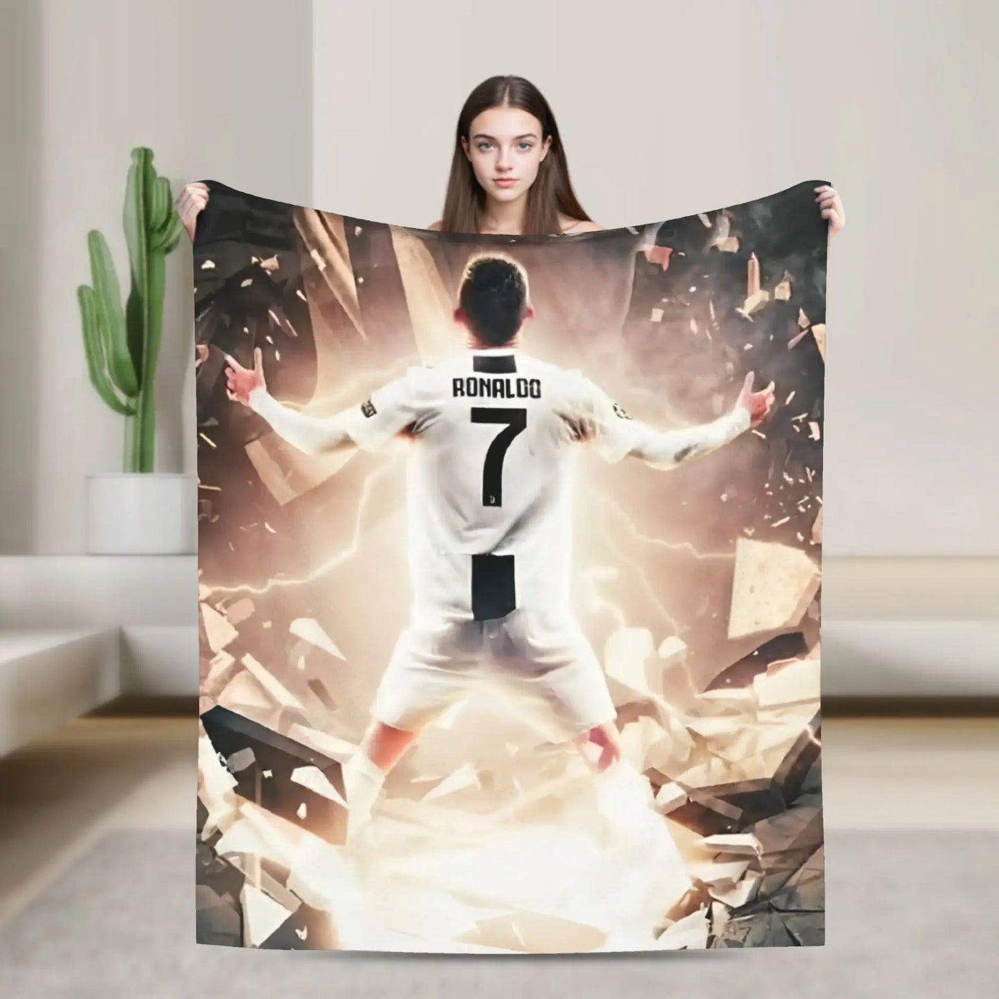 CR7  Football Soccer Blanket Ronaldos Flannel Funny Warm Throw Blanket for Bedding Lounge Decoration
