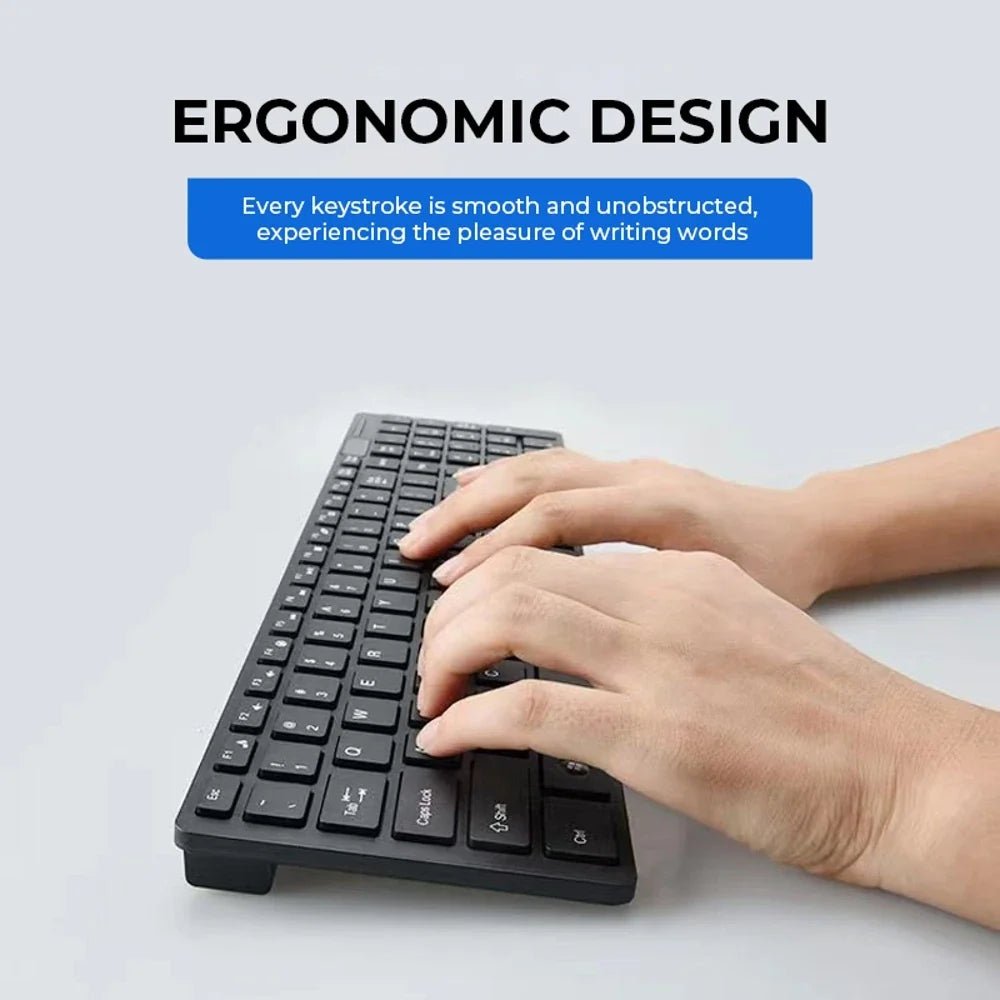 Ultra-thin 2.4G Wireless Keyboard Mouse Set with Keyboard Film Computer Office Gaming Silent Keyboard and Mouse（No Battery）