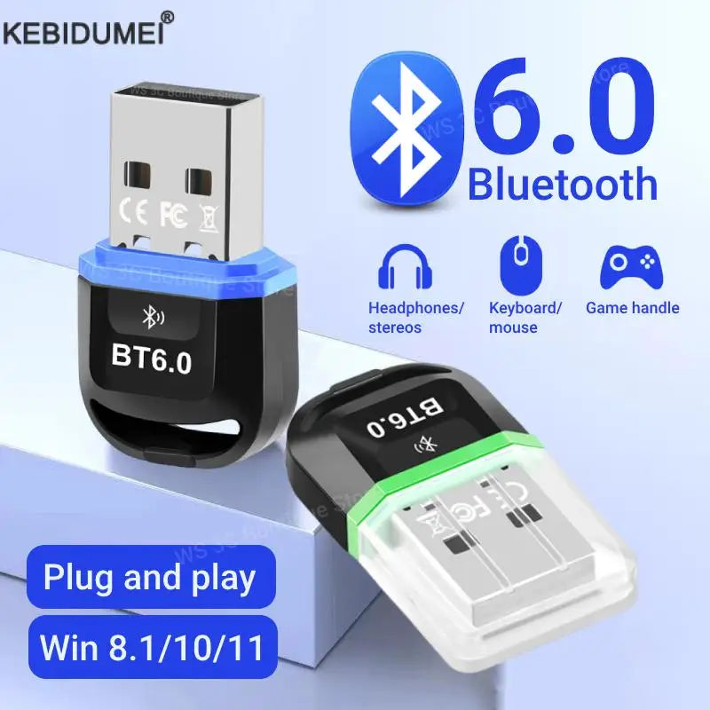 USB Bluetooth 6.0 Adapter Transmitter Receiver Bluetooth 6.0 Dongle Wireless USB Adapter For Mouse Keyboard Speaker Music
