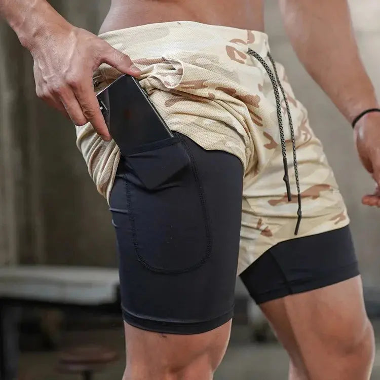 Men's Camo Running Shorts with Built in Liner