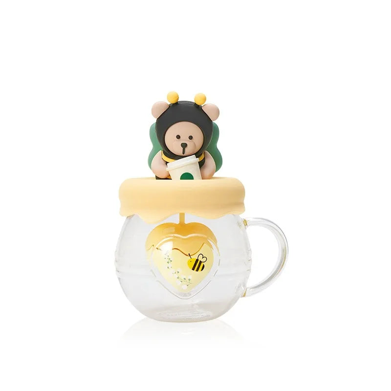 Taza infusora de té con diseño de oso y miel