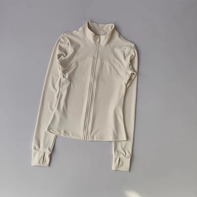 Women's High-End Yoga Fitness Suit Standing Collar Long-Sleeved Sports Jacket for Active Wear And Exercise