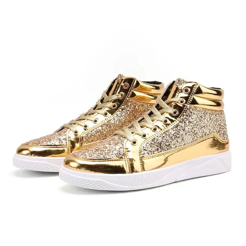 Hip Hop Inspired High Top Sneakers with Mirrors