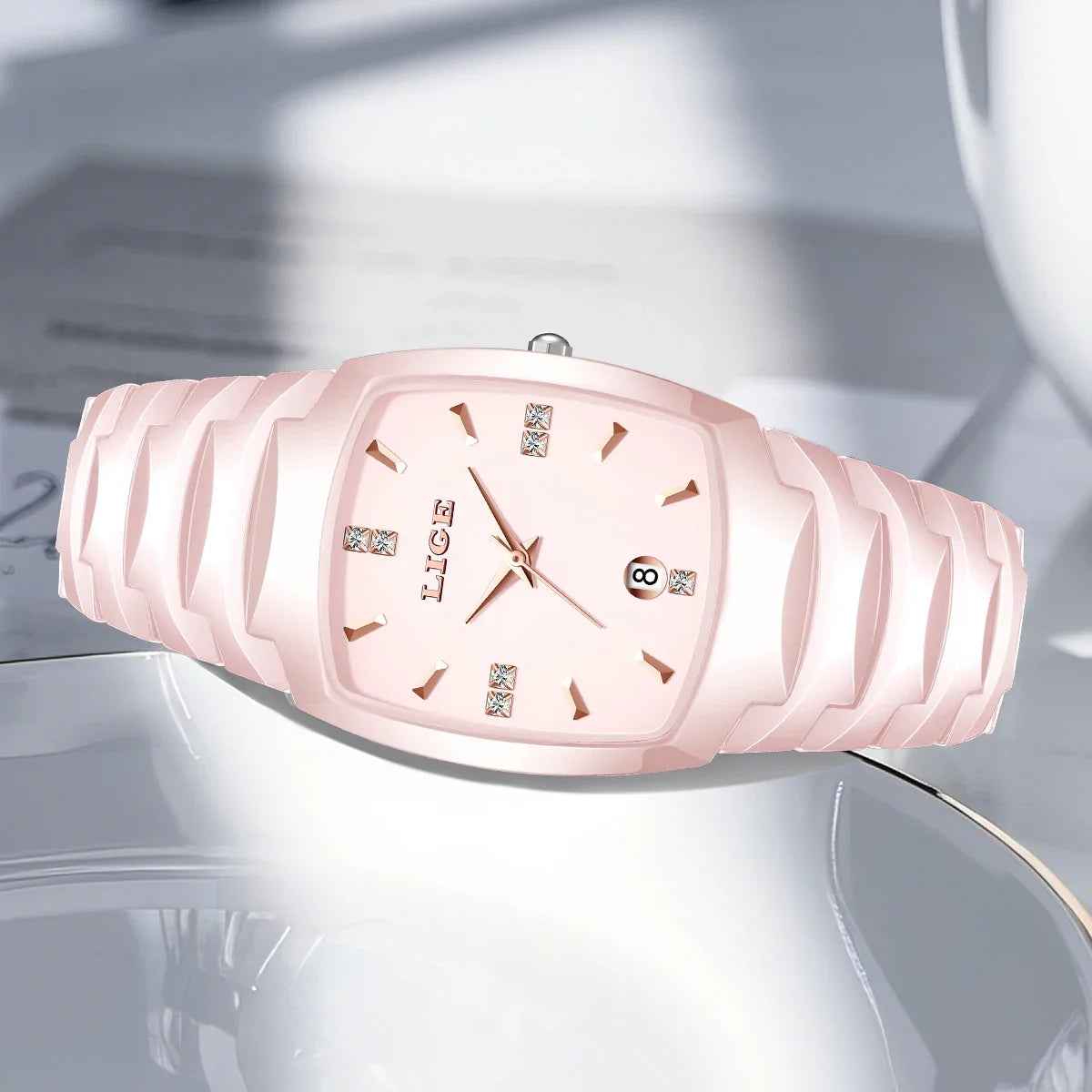 Women's Tonneau Crystal Marker Bracelet Watch