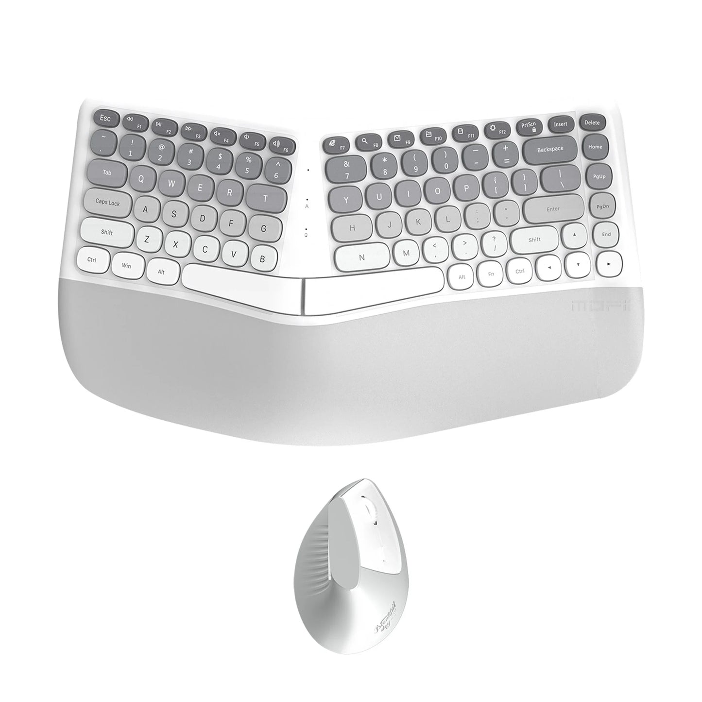 MOFii 1 Set Ergonomic Wireless Keyboard and Mouse Combo, Green Split Design Office Keyboard, 2.4G Wireless Connection, US QWERTY