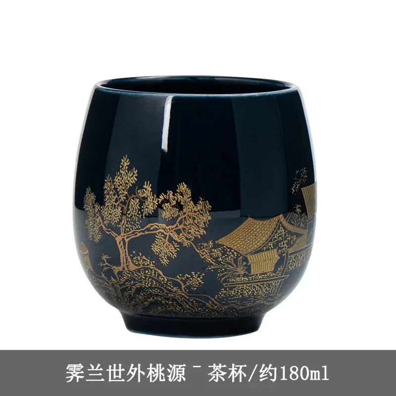 Ceramic Teacup, Jilan, Japanese-style Simple Master Cup, Large Black Glaze, Household Kung Fu Tea Set, Single Cup, Tea Cup