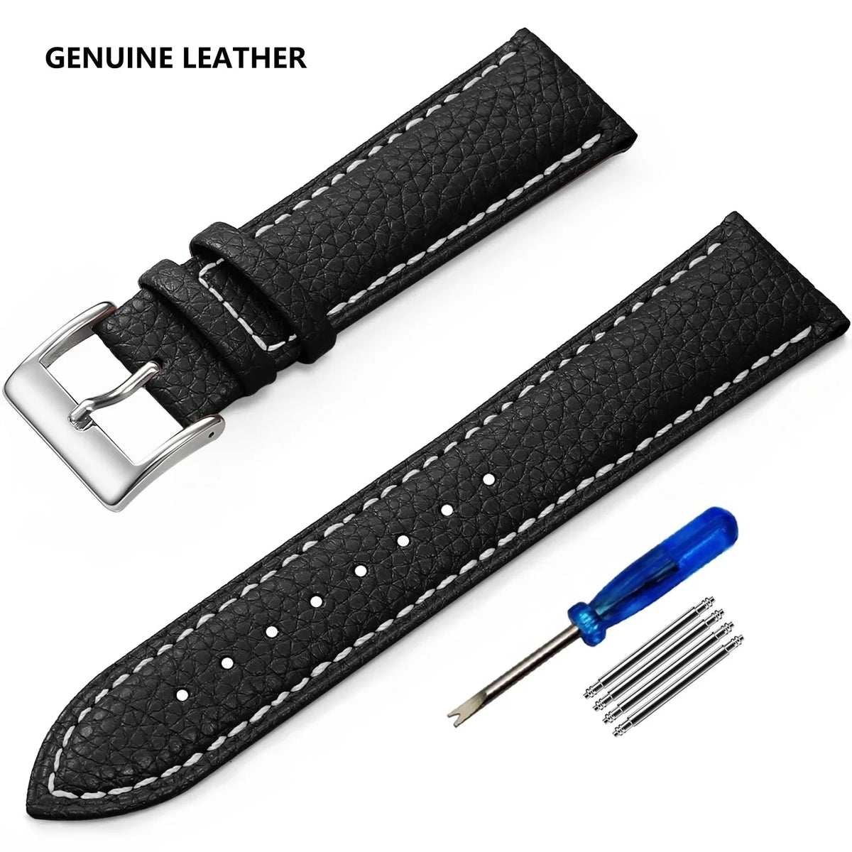 Amazfit Balance, GTR, GTS & Bip Grained Leather Band, Spring Bars & Tool
